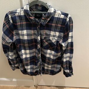Rails Button Down Plaid Dark Blue White long Sleeve Shirt size M